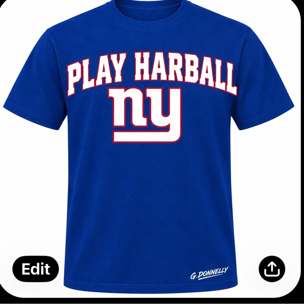 Fruit of the Loom Royal Blue 'Play Harball' Long Sleeve Graphic Tee